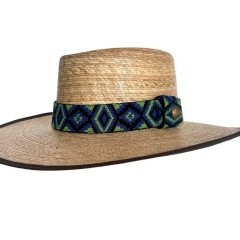 Sombrero de palma realizado a mano en México con cintas intercambiables 