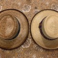 Sombrero Veracruz realizado en palma tostada trenzada a mano y cintilla tejida rombos