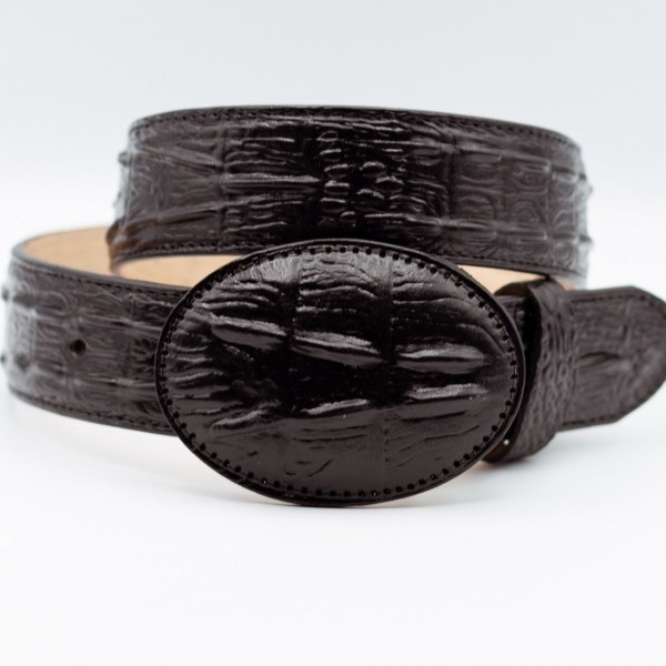 Cinturón Piel con Acabado de Imitación Cocodrilo Negro (Agotado)